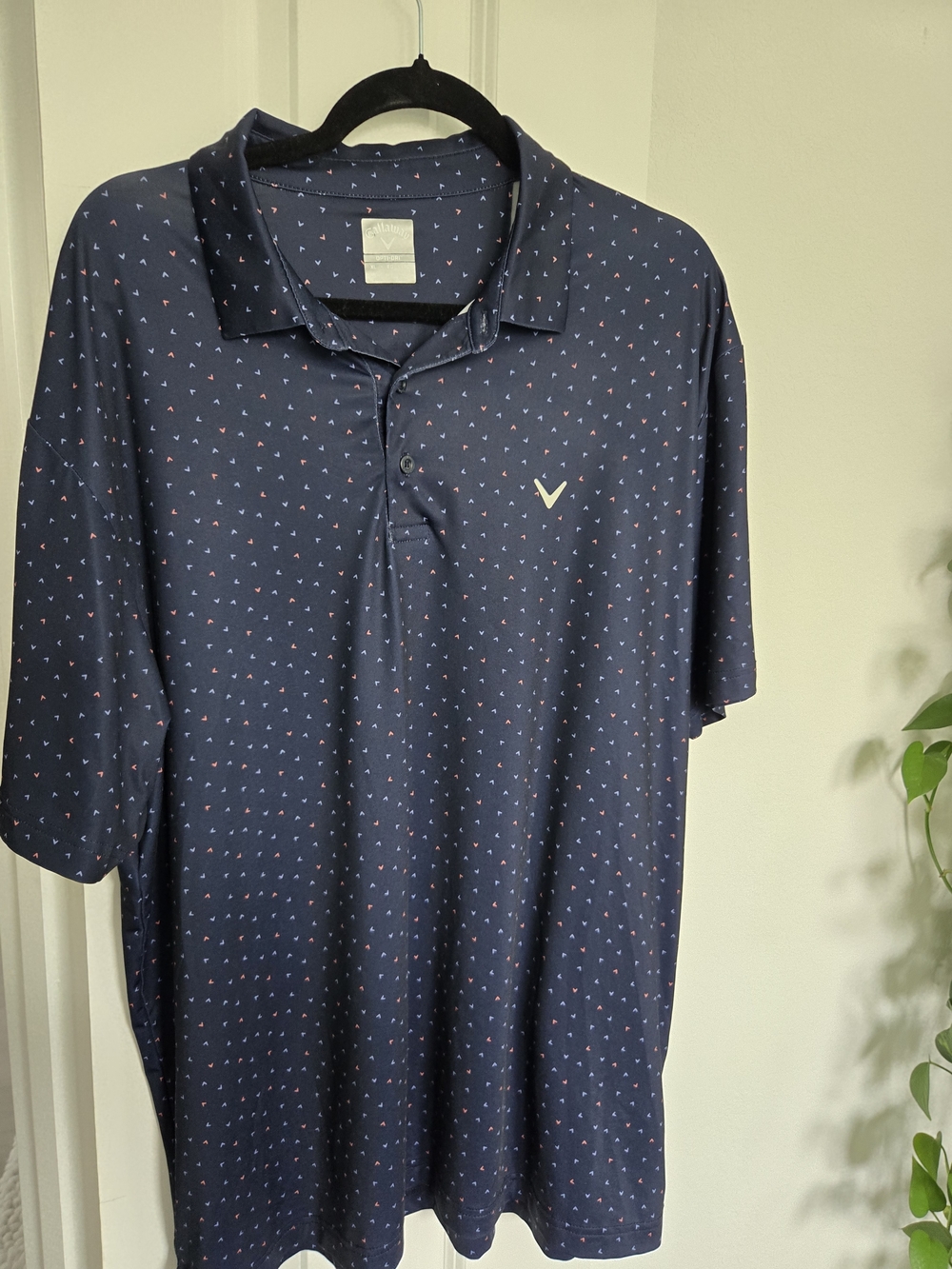 Callaway Opti-Dri Men's XL Blue Golf Arrow Print Performance Golf Polo Shirt
